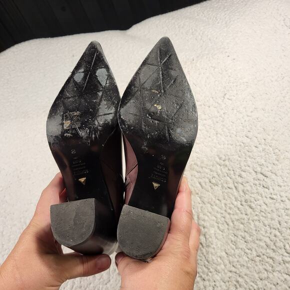 Schutz Mikki pointed-toe block-heel bootie in brown leather women's size 6.5B - Picture 6 of 7